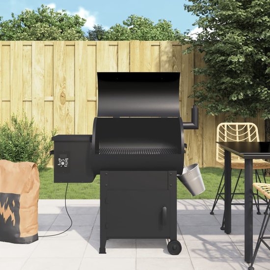 vidaXL - Pelletbarbecue - met - schoorsteen - 104 - cm - ijzer - zwart