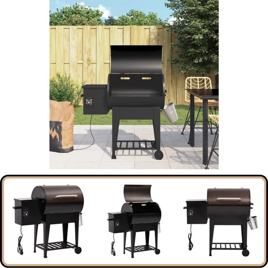 vidaXL Pelletbarbecue - Zwart - 94 cm - IJzer Pelletbarbecue - Bbq - Buitengoed - Tuingoed - Gasbbq van Merkloos