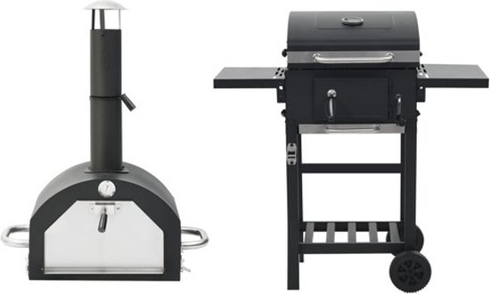vidaXL Pizzaoven en barbecue 3-in-1 zwart van Merkloos