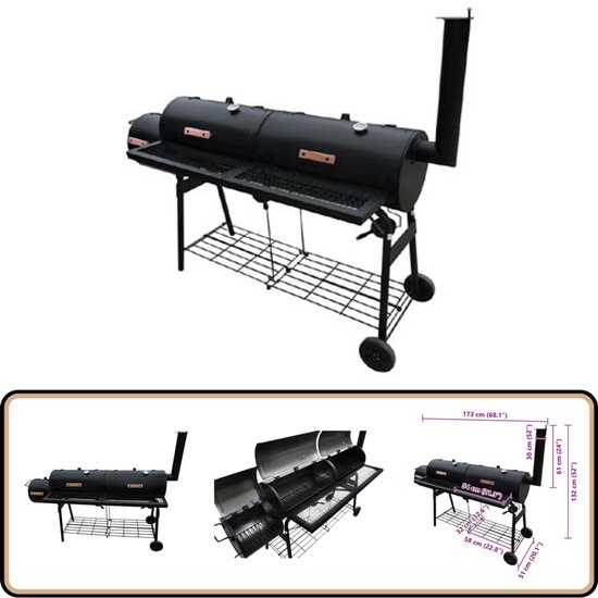 vidaXL Rookbarbecue Nevada XL - Zwart Rookbarbecue - Bbq - Rookoven - Outdoor Cooking - Barbecue Set van Merkloos