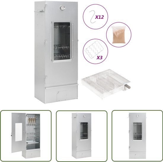 vidaXL Rookoven - Bbq Rookoven - BBQ-rookoven met koude rookgenerator gegalvaniseerd staal - Bbq Accessoires - Buitengrill - Houtrook van Merkloos