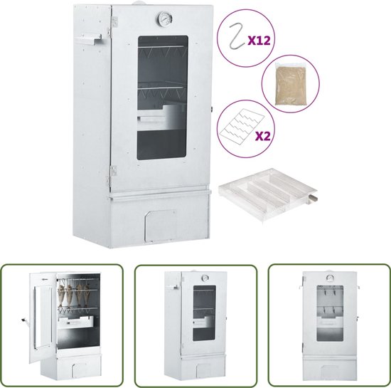 vidaXL Rookoven - Bbq Rookoven - BBQ-rookoven met koude rookgenerator gegalvaniseerd staal - Bbq - Buitengrill - Houtrookapparaat van Merkloos