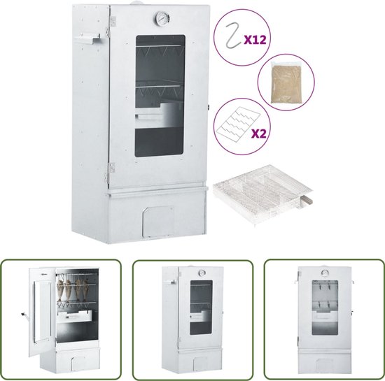 vidaXL Rookoven - Bbq Rookoven - BBQ-rookoven met koude rookgenerator gegalvaniseerd staal - Bbq - Rook Generator - Koude Rookgenerator van Merkloos