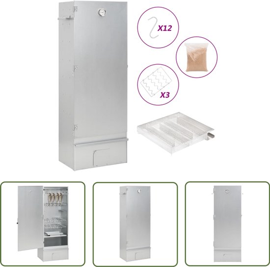 vidaXL Rookoven - Bbq Rookoven - BBQ-rookoven met koude rookgenerator gegalvaniseerd staal - Buitengrill - Bbq Accessoires - Houtrook Generator van Merkloos