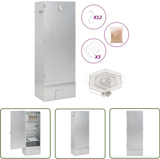vidaXL Rookoven - Bbq Rookoven - BBQ-rookoven met koude rookgenerator gegalvaniseerd staal - Buitengrill - Houtrook - Bbq Accessoires van Merkloos