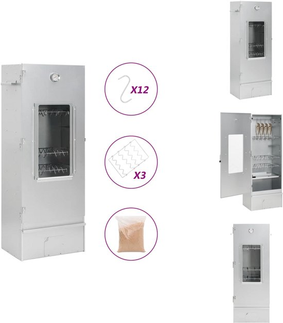 vidaXL Rookoven - Rookovens - Roker - Rokergrill - BBQ-rookoven met houtsnippers 44,5x29x110 cm staal van Merkloos