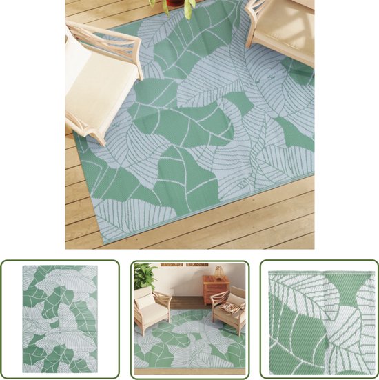 vidaXL Tuintapijt - Buitenkleed - Buitenkleed ARAKIL 160x230 cm PP groen - Terrasdecoratie - Patiodekoration - Outdoortextiel van Merkloos