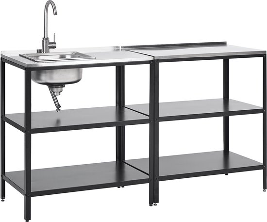 VILAMA - Tuin kookeiland - Zwart - 2-delig - RVS