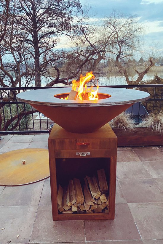 VIRTO PURO VUURSCHAAL & GRILL BBQ L CORTENSTAAL 100CM van Virto