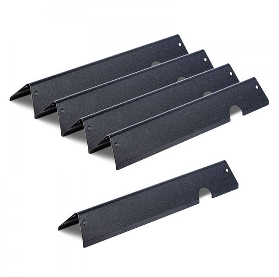 Vlamverdeler Flavorizer Bars - Set van 5 - Geëmailleerd Staal - Voor 3-brander gasbarbecue 300-serie - Gelijke Warmteverdeling - Beschermt Branders - Zwart van Merkloos