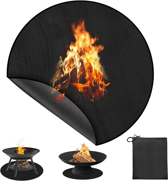 Vlamvertragende Mat 90cm - 3 Laags, Waterdicht en Opvouwbaar voor Buiten - Bescherming tegen Hitte voor Grond, BBQ en Terras van Merkloos