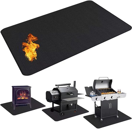 Vloerbeschermingsmat - 90 x 122 cm - Rubberen mat - BBQ-accessoires - Perfect voor elk type barbecue. Waterdichte en herbruikbare vuurkorfmat - Zwart van TecTake