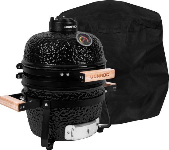 VONROC - BBQ - Kamado - 13" - Met beschermhoes, plate setter & onderstel - Houtskoolbarbecue – Keramisch van VONROC