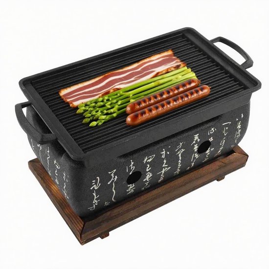 VT Goods - BBQ-grill - Japanse stijl - Tafelgrill voor binnen en buiten - Houtskool barbecue - Rechthoekige oven - Perfect voor feestelijke gelegenh.. van Merkloos