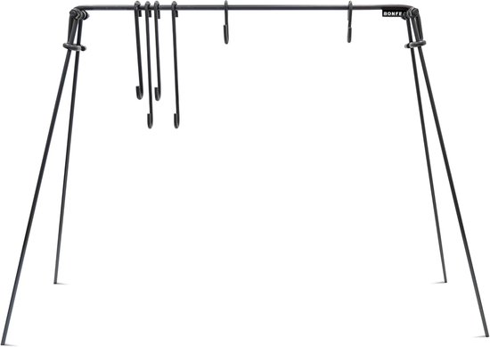 Vuurbrug voor Vuurkorf - Buiten Kookrek - Grillen en Koken - Tot 5 Gerechten Tegelijk - 150 cm Hoog - Zwart