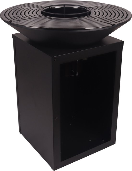 Vuurschaal Evelyn met grillplaat - 80x80x92 cm - Zwart - Sens-Line - Barbecues - Zwart - Staal van Merkloos