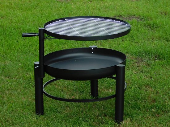 Vuurschaal met BBQ Rooster - Zwart van Merkloos