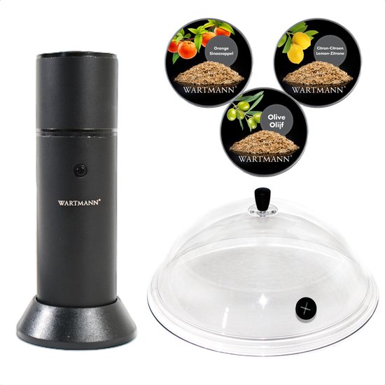 Wartmann Rookset - Rookpistool Zwart - Rookstolp - Rookmot - Citroen - Olijf - Sinaasappel - Complete Set - Eenvoudig Schoon - Voor Koud Roken van Gerechten en Drankjes van Merkloos