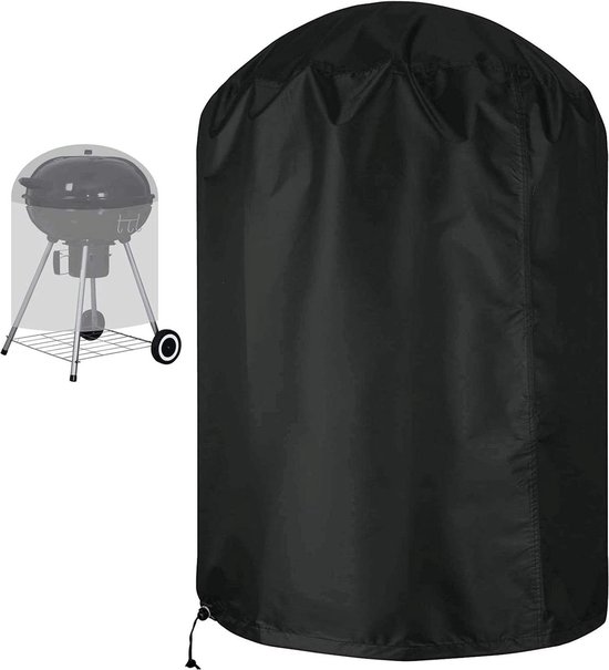Waterdichte Ronde Barbecue Cover Rip-proof 420D Oxford Stof - Waterkoker BBQ - Anti-UV Grill Barbecue Cover Zwart (Φ70x96cm) van Merkloos