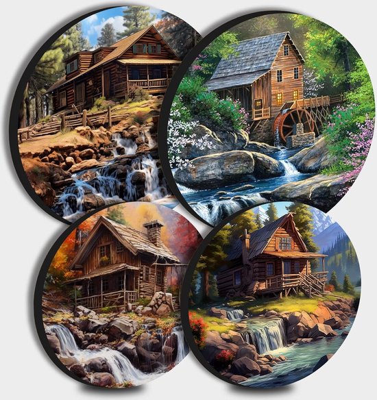Waterval Ronde Metalen Kookplaat Cover - 4-Stuk Kachel Plaat Kookplaat - Elektrische Fornuis Top Brander Gas Range Oven Protector - Keuken Gereedschap Accessoires - Moderne Kookplaat van Merkloos