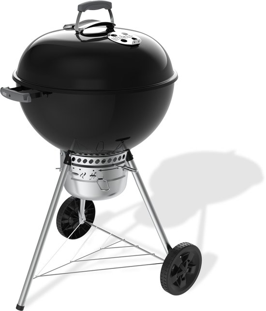 Weber Original Kettle Premium - Ø 57 cm grillrooster - Houtskoolbarbecue - Zwart - Gesloten asopvangbak - One-Touch Reinigingssysteem - 2 Duurzame, weerbestendige wielen - Dekselthermometer - Kras- en roestbestendig - Geschikt voor Gourmet BBQ System van Weber