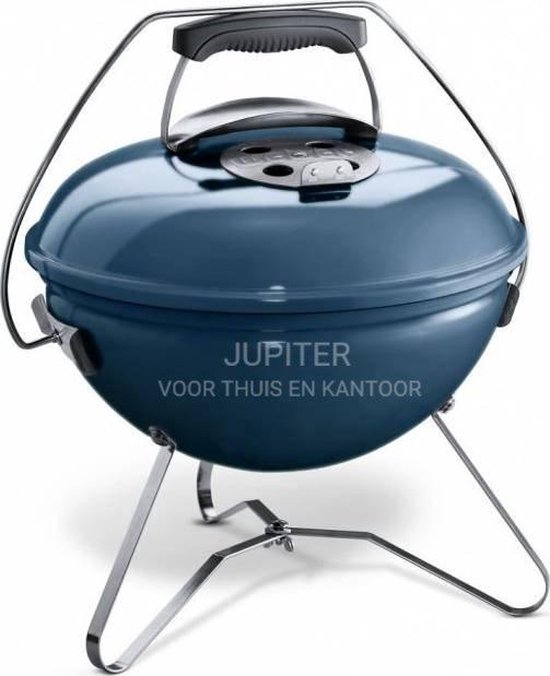Weber Smokey Joe® Premium - Ø 37 cm Grillrooster - Houtskoolbarbecue - Slate Blue - Tuck-N-Carry Dekselvergrendeling - Gesloten ketel voor asopvang - Ventilatierooster in deksel - Stabiel frame met 3 poten - Draagbeugel van Weber