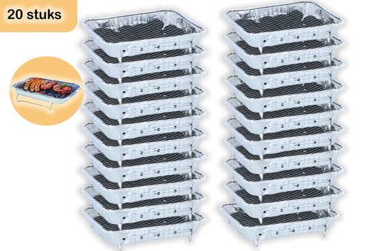 Wegwerp BBQ 20 stuks - Gebruiksklare Barbecue met 600g Houtskool - Instant Wegwerpbarbecue voor Camping, Park en Strand van Merkloos