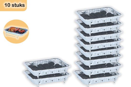 Wegwerpbarbecue 10 stuks – Instant BBQ met 600g Houtskool – Gebruiksklare Barbecue voor Camping, Picknick en Strand van Merkloos