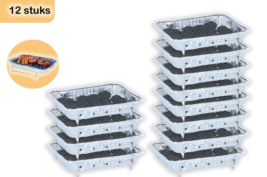 Wegwerpbarbecue 12 stuks – Instant BBQ met 600g Houtskool – Gebruiksklaar voor Camping, Park en Strand van Premo