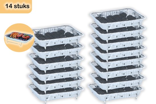 Wegwerpbarbecue 14 stuks - Instant BBQ met 600g Houtskool - Gebruiksklare Barbecue voor Camping, Picknick en Strand van Merkloos
