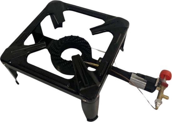 Wokbrander - Kookbrander - Wok Brander - Met Slang en Regelaar - Propaan/Gas - Voor Buiten – Camping Kooktoestel - 4 Potige Gaskoker - 47 x 30 cm – Zwart van Buccan