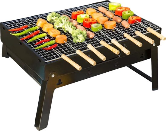 WRPC Barbecue - BBQ - Draagbaar - Opvouwbaar - losse Vuurschaal en Grillrooster - Zwart van WRPC