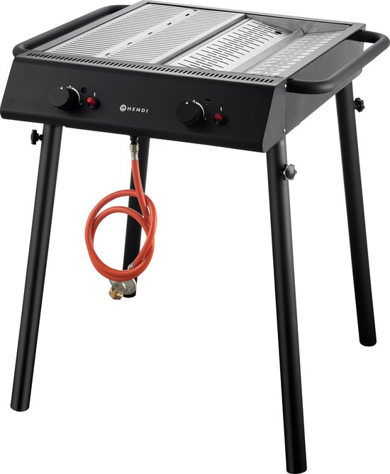 Xantos Black Gasgrill HENDI Zwart 9 5kW 770x710x(H)870mm - 148631 - Horeca & Professioneel van Hendi