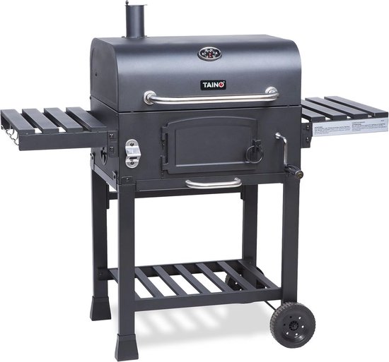 XL BBQ Rookoven Grillwagen - Houtskool Grill met Temperatuurweergave en Inklapbare Tafels van MAXXgarden