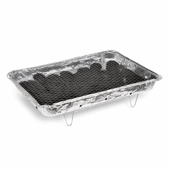 XXL Wegwerp Barbecue – 48 x 31 cm – Inclusief Briketten en Standaard – Wegwerp BBQ – Tafel BBQ voor Camping of Picknick – Houtskoolbarbecues – Zilver van Merkloos