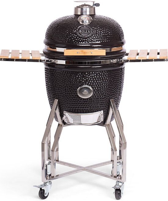 Yakiniku - Kamado - Large - 19Inch - Inclusief Onderstel En Zijtafels - Houtskool - Kamado Grill - 49cm Grilloppervlak van Yakiniku