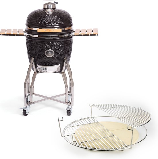 Yakiniku - Kamado - Large - 19Inch - Inclusief Onderstel En Zijtafels - Inclusief Pro Set - Houtskool - Kamado Grill - 49cm Grilloppervlak van Yakiniku