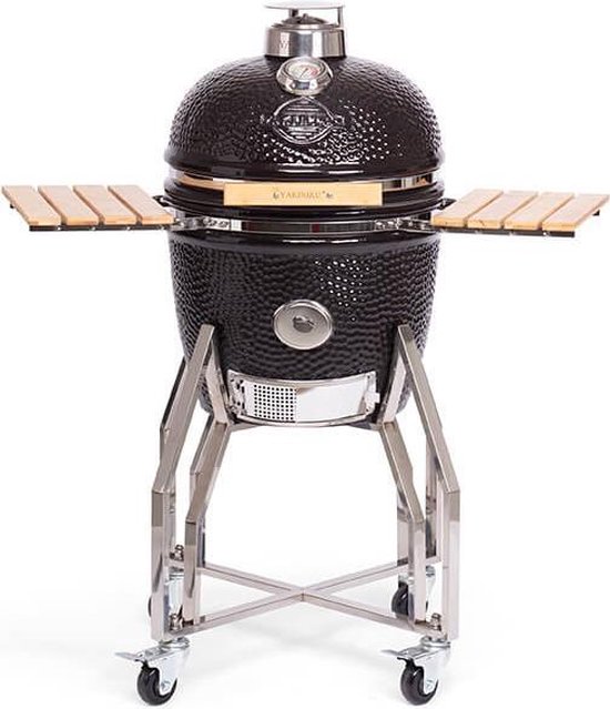 Yakiniku - Kamado - Medium - 16Inch - Inclusief Onderstel En Zijtafels - Houtskool - Kamado Grill - 41cm Grilloppervlak van Yakiniku