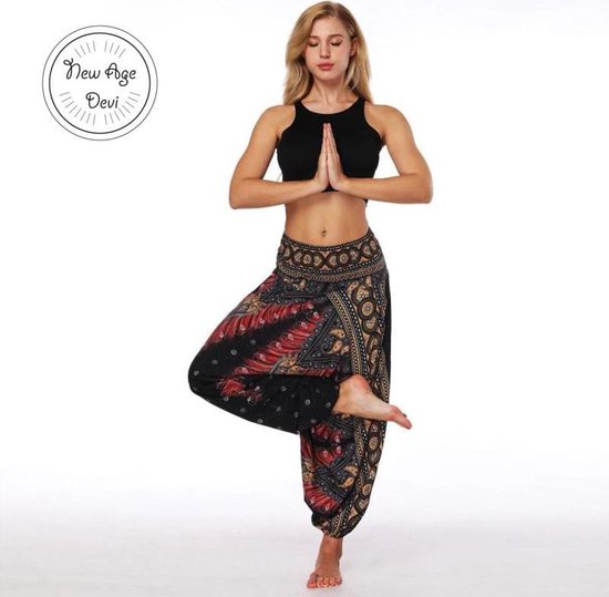 Yoga Trousers Baggy Boho Jumpsuit gym Rood Zwart- Vrouwen - Maat M van Trendyol