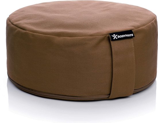 Yogakussen, rond meditatiekussen met een diameter van ca. 31 cm, 13 cm hoog, gevuld met boekweit en spelt, overtrek van 100% extra dik katoen kan in de machine worden gewassen van Merkloos