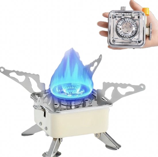 ZYLARO Mini Camping kooktoestel - opvouwbaar gastoestel camping - Draagbaar Gasfornuis - 2800 W - Wit van ZYLARO